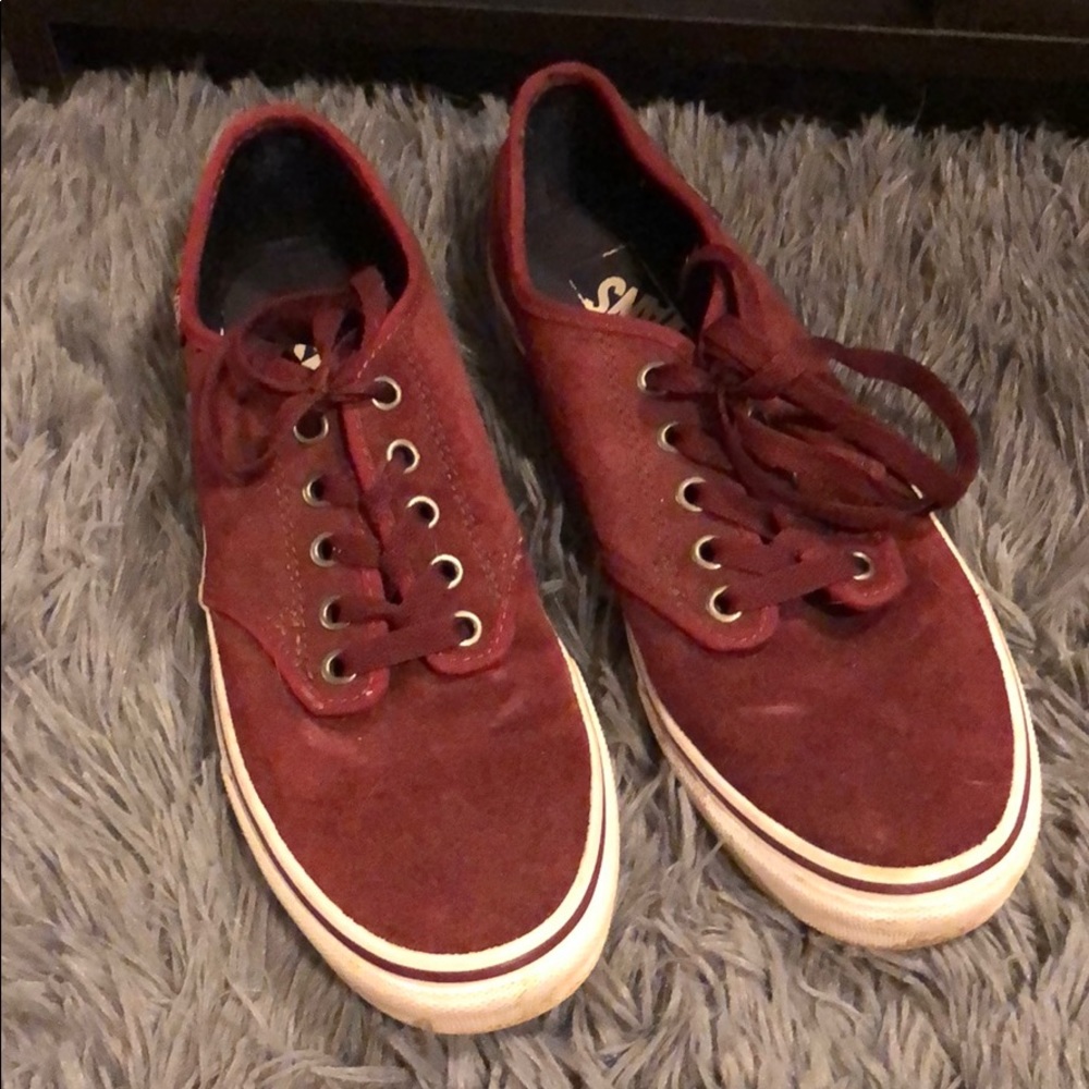 dark red suede vans